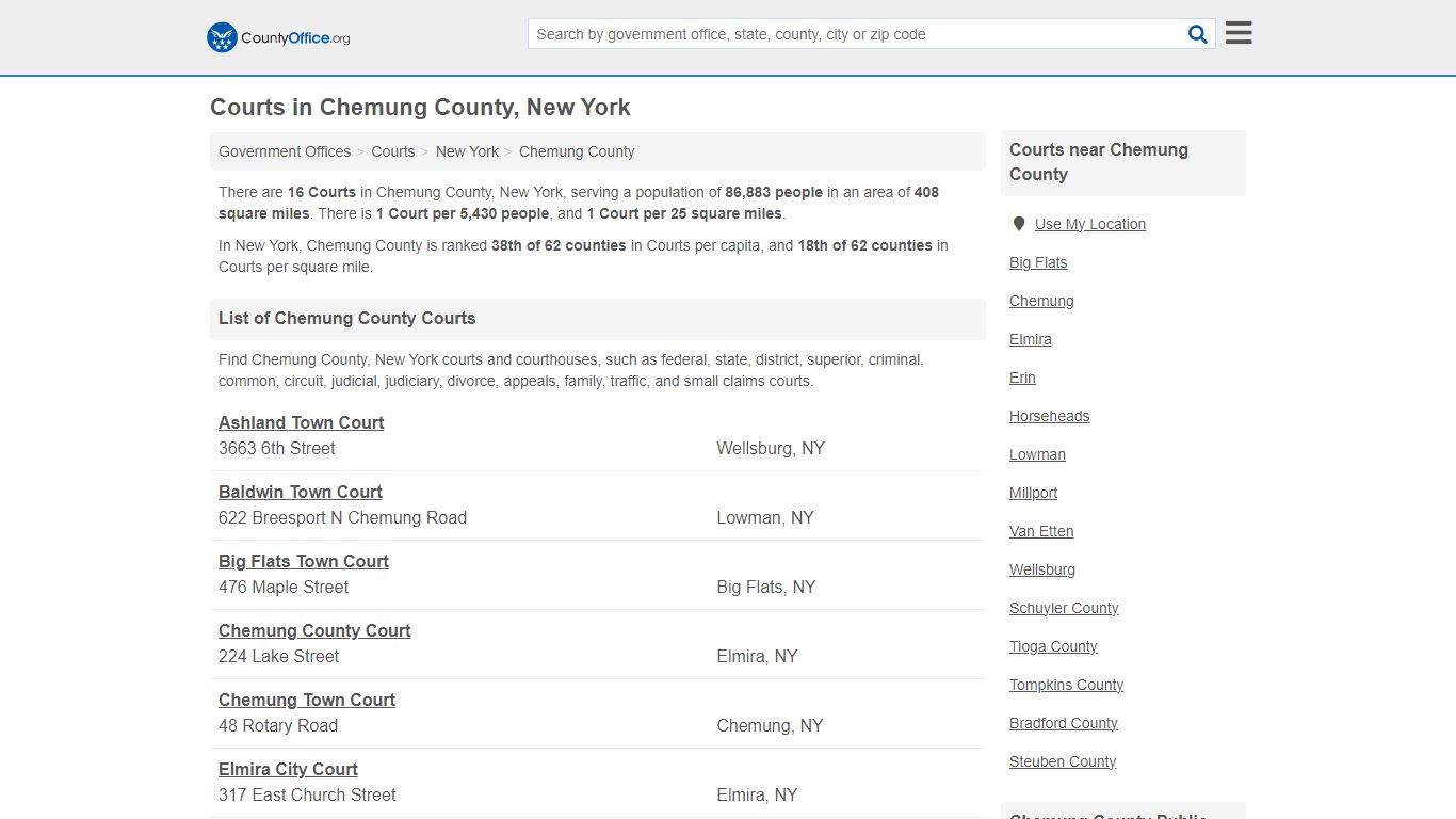 Courts - Chemung County, NY (Court Records & Calendars)